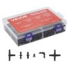 Drip Irrigation Fittings Kit for 1/4" Tubing, 300 Pcs Drip Irrigation System Parts, Tees, Straight Barb, 4 Way Coupling, Elbows, End Plug