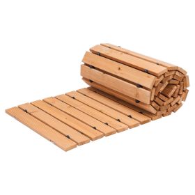 Wooden Garden Pathway, 8 ft L x 17 in W, Non-Slip Straight Garden Walkway, Roll Out Cedar Outdoor Walkway Path with Wire Rope Connection