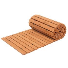 Wooden Garden Pathway, 12 ft L x 17 in W, Non-Slip Straight Garden Walkway, Roll Out Cedar Outdoor Walkway Path with Wire Rope Connection