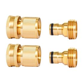 Garden Hose Quick Connect, 3/4 inch Male & Female, 200 PSI Heavy Duty Solid Brass Quick Connector, 2 Sets Garden Hose Fitting