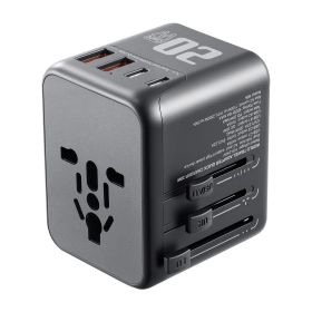 Universal Travel Adapter, 5-in-1, International European Power Adapter with 2 USB-C, 2 USB-A Ports, 1 AC Outlet, 4 Different Plugs