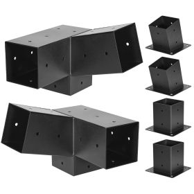 Pergola Kit, 4x4 Inch 3-Way Slanted Brackets for 3.5x3.5 Inch Wood Beams in Actual Size