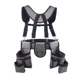 Tool Belt, 22 Pockets Tool Pouch with Suspenders for Men, Heavy Duty Adjustable Utility Belt Bag Suspenders for Electrician, Carpenter, Construction