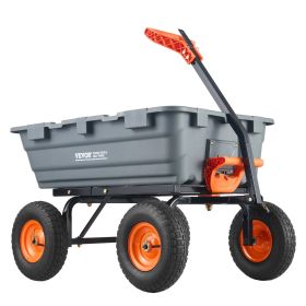 Garden Cart, Durable Poly Dump Cart with Simple Assembly Steel Frame, Versatile Dump Wagon with Dual-Function Handle