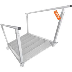 Dock Ladder, 43''-51'' Adjustable Height, 500 lbs Load Capacity, Aluminum Alloy 6 Steps Pontoon Boat Ladder with Dual Handrails & Nonslip Mat