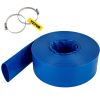 Discharge Hose, 2" x 105', PVC Fabric Lay Flat Hose, Heavy Duty Backwash Drain Hose with Clamps, Weather-proof & Burst-proof