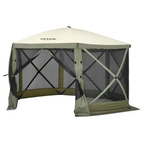 Pop Up Gazebo Tent, Pop-Up Screen Tent 6 Sided Canopy Sun Shelter with 6 Removable Privacy Wind Cloths & Mesh Windows