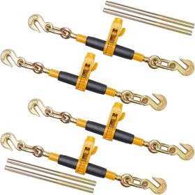Ratchet Chain Binder, 5/16"-3/8" Heavy Duty Load Binders, with G80 Hooks 7,100 lbs Secure Load Limit, Labor-saving Anti-skid Handle