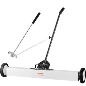 36-Inch Magnetic Sweeper with Wheels, 55 lbs Capacity, with Telescoping Magnetic Pickup Tool, Adjustable Handle