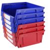 Plastic Storage Bin, (11-Inch x 11-Inch x 5-Inch), Hanging Stackable Storage Organizer Bin, Blue/Red, 6-Pack