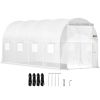 15 x 6.5 x 7 ft Walk-in Tunnel Greenhouse, Portable Plant Hot House with Galvanized Steel Hoops, 1 Top Beam, Diagonal Poles