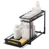 2 Tier Pull Out Cabinet Organizer(10.7"W x 14.2"D ), Under Sink Organizer and Storage, Slide Out Drawer Cabinet Organizer, Wire Basket Sliding Shelf