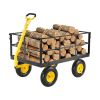 1400 Lbs Steel Garden Cart, Heavy Duty Pullable Garden Wagon Yard Cart, 2 in 1 Outdoor Metal Utility Wagon Yard Trailer with 13" All Terrain Tires