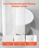 No Hook Shower Curtain, 2-in-1 Waterproof Waffle Weave Shower Curtains, 240 GSM Curtain with Snap-in Liner, See-Through Window, and Magnets