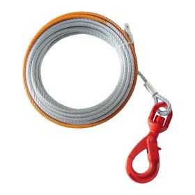 Galvanized Steel Winch Cable, 3/8 Inch x 100 Feet 15,200 lbs Breaking Strength, Wire Winch Rope with Swivel Hook, Towing Cable Heavy Duty