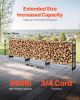 Firewood Rack with Waterproof Cover, 150 x 14 x 46 in Outdoor Firewood Holder, 660lb Weight Capacity, 1/2 Cord Log Holder, Half-Covered