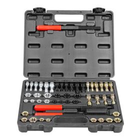 49-Piece Thread Chaser Set, UNC UNF and Metric Thread Restorer Tool, Rethreading Tool Kit with 22 Taps 24 Dies 3 Thread Files Storage Case