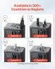 Universal Travel Adapter, 5-in-1, International European Power Adapter with 2 USB-C, 2 USB-A Ports, 1 AC Outlet, 4 Different Plugs