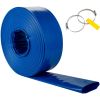 Discharge Hose, 2" x 105', PVC Fabric Lay Flat Hose, Heavy Duty Backwash Drain Hose with Clamps, Weather-proof & Burst-proof