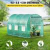 Walk-in Tunnel Greenhouse, 9.8 x 6.6 x 6.6 ft Portable Plant Hot House with Galvanized Steel Hoops, 1 Top Beam, Diagonal Poles
