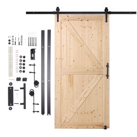 Barn Door and Hardware Kit, 42" x 84" Wood Sliding Barn Door, Smoothly and Quietly, Barn Door Kit with 8-in-1 Floor Guide and Door Handle