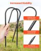 Rebar Stakes, 12-Inch, Heavy-Duty 0.32 in Diameter U Shape, Galvanized Steel Ground Anchors with Chisel Point End & Rust-Resistant Coating