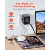 Universal Travel Adapter, 5-in-1, International European Power Adapter with 2 USB-C, 2 USB-A Ports, 1 AC Outlet, 4 Different Plugs