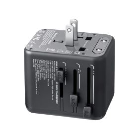 Universal Travel Adapter, 5-in-1, International European Power Adapter with 2 USB-C, 2 USB-A Ports, 1 AC Outlet, 4 Different Plugs