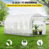 15 x 6.5 x 7 ft Walk-in Tunnel Greenhouse, Portable Plant Hot House with Galvanized Steel Hoops, 1 Top Beam, Diagonal Poles