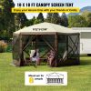 Gazebo Screen Tent, 10 x 10 ft, 6 Sided Pop-up Camping Canopy Shelter Tent with Mesh Windows, Portable Carry Bag, Ground Stakes