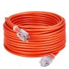 100FT Indoor Outdoor Extension Cord, 16AWG 10Amps 1250W, 3 Prongs Appliance Electric Cord with Lighted End