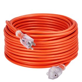 100FT Indoor Outdoor Extension Cord, 16AWG 10Amps 1250W, 3 Prongs Appliance Electric Cord with Lighted End