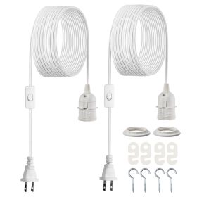 Plug in Hanging Light Cord Kit, 16ft Lantern Extension Cords, 2 Pack E26 Light Socket Lamp Cord Replacement, Secure & Sturdy, Easy to Install