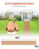 Wooden Garden Pathway, 12 ft L x 17 in W, Non-Slip Straight Garden Walkway, Roll Out Cedar Outdoor Walkway Path with Wire Rope Connection