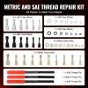 49-Piece Thread Chaser Set, UNC UNF and Metric Thread Restorer Tool, Rethreading Tool Kit with 22 Taps 24 Dies 3 Thread Files Storage Case
