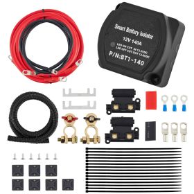Dual Battery Isolation Kit, 6m 12V, Auto Split Charge Relay System with 140AMP VSR, Fits RVs, Marine Crafts, Cars, Trucks, Caravans, Campers, Yachts