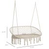 Macrame Hanging Swing Chair, Cotton Rope Seat with Cushion & Metal Frame