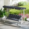 Outdoor Bench Cushion Tufted 3-Seater for Swing Chair Patio Sofa Dark Gray