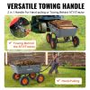 Garden Cart, Durable Poly Dump Cart with Simple Assembly Steel Frame, Versatile Dump Wagon with Dual-Function Handle
