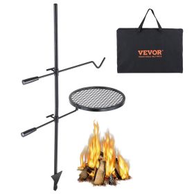 Swivel Campfire Grill, Fire Pit Grill Grate over Fire Pits, Heavy Duty Steel Grill Grates, 360° Adjustable Open Fire Outdoor Cooking Equipment (Baking Tray Shape: Round)