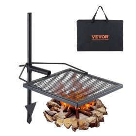 Swivel Campfire Grill, Fire Pit Grill Grate over Fire Pits, Heavy Duty Steel Grill Grates, 360° Adjustable Open Fire Outdoor Cooking Equipment (Baking Tray Shape: Square)