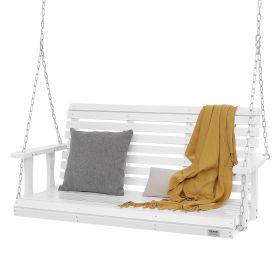 Wooden Porch Swing 4.5 ft, Patio bench swing for Courtyard & Garden, Upgraded 880 lbs Strong Load Capacity (Seat Length: 4.5 ft, Color: White)